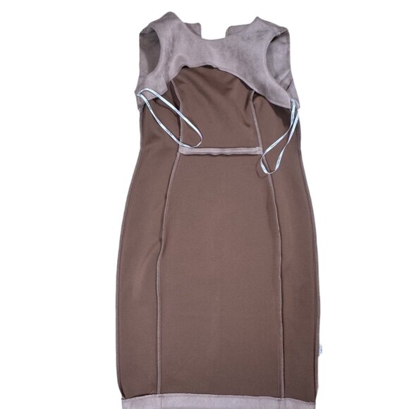 Calvin Klein Faux Suede Sleeveless Midi Sheath Dress Tan Size 6 - Picture 4 of 5